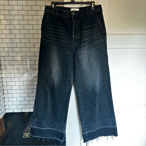 Moussy Elba wide cropped black denim size 28 - Picture 3 of 11